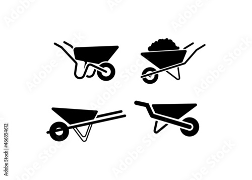 Wheelbarrow icon set design template vector isolated illustration