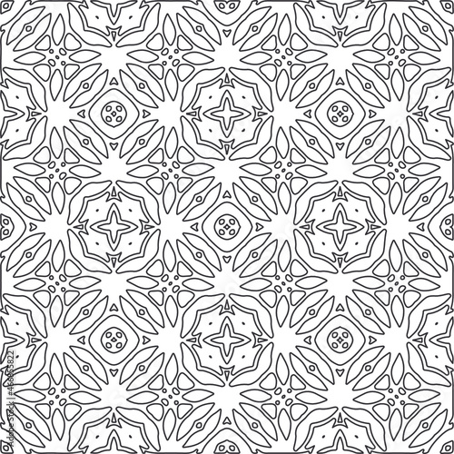floral pattern background.Repeating geometric pattern from striped elements. Black and white pattern.