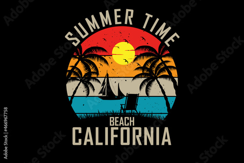 Summer time beach california design vintage retro