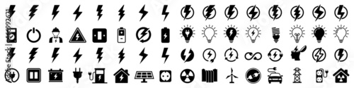 Electricity icons set. Power related icon. green energy icon. vector illustration
