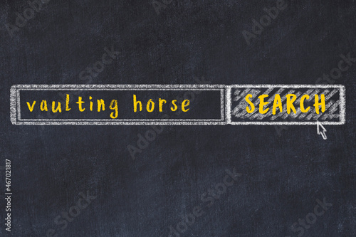 Chalk sketch of browser window with search form and inscription vaulting horse