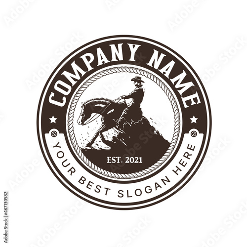 Reining Horse equestrian logo template