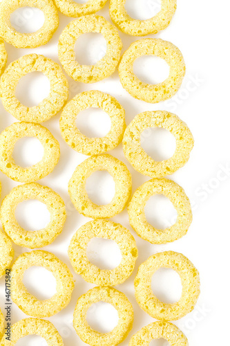 round corn puffs isolated on white background