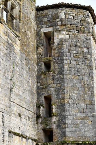 tour du château de larressingle dans le gers avec sa toiture