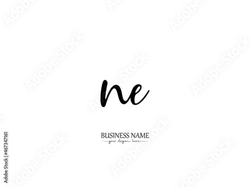 initial NE Logo, Signature NE n e Letter Logo Icon Vector Stock