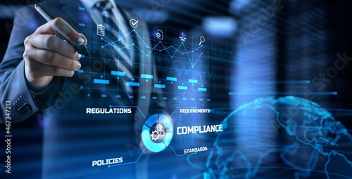 Compliance rules regulation policy law. Business technology concept.