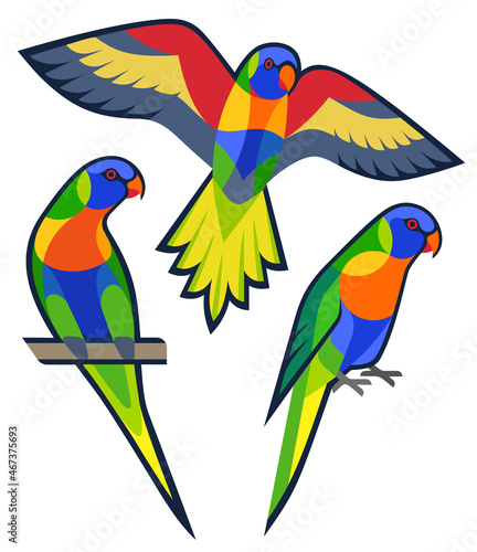 Stylized Birds - Rainbow Lorikeet 