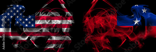 United States of America vs Samoa smoke flags placed side by side