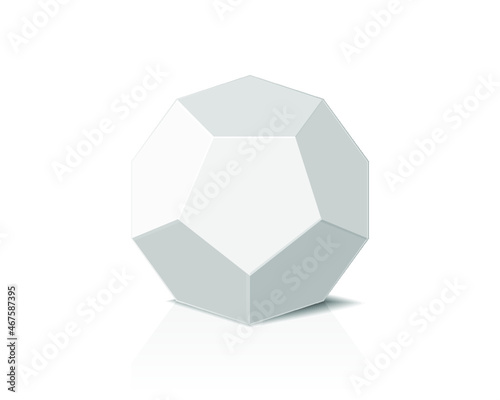 White dodecahedron isolated on a white background. 3d illustration