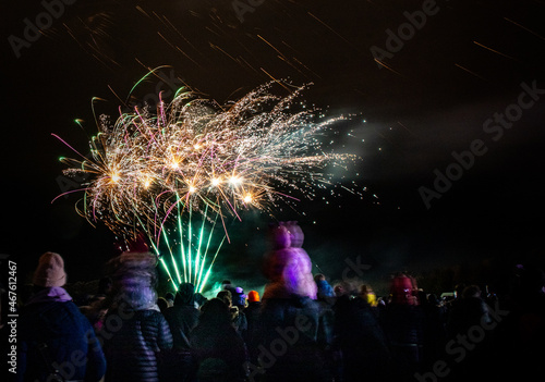 People watching the Bicester Round Table annual; Fireworks Spectacular at Pingle Field, Bicester, Oxfordshire.