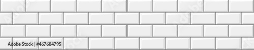 White subway tile seamless pattern. Metro stone brick wall background. Kitchen apron or bathroom wall or floor decoration. Vector flat illustration.