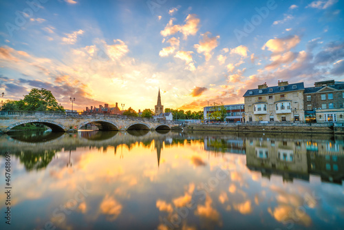 Bedford bridge at sunset on the Great Ouse River. United Kingdom