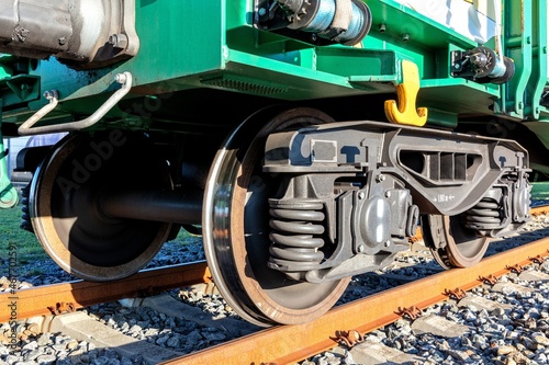 bogie of a freight car on railway track
