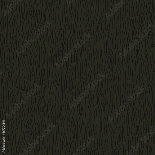 Seamless vector pattern with tree bark texture on dark brown background. Simple wavy line wallpaper design. Decorative stripe fashion textile.