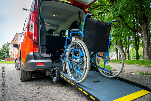 car adapted for transporting people in a wheelchair