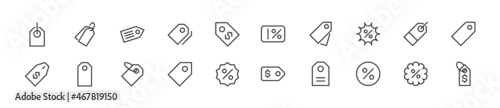 Pack of line price icons.
