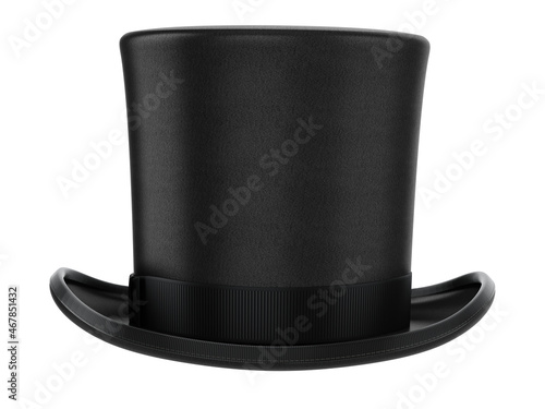 Cylinder black top hat isolated on white background. 3d rendered cylinder hat illustration