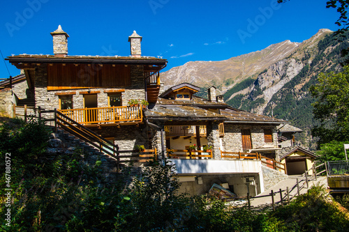 Traditional rural houses in Morgex, Val Aoste, Italy