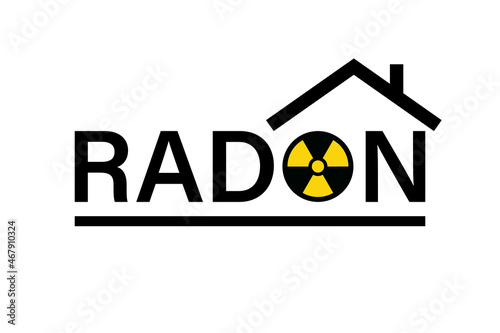 Radon gas text sign. Clipart image isolated on white background