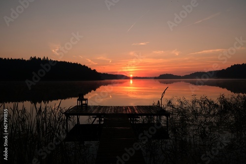 Jezioro na Mazurach. Sunset over the lake