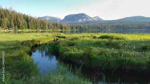 Scenery with the Mirror Lake in the background of the Bald Mountain, Utah, USA