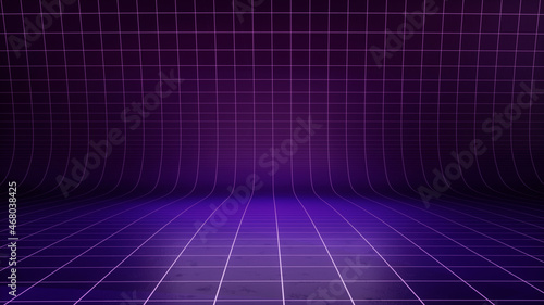 New retro wave virtual background. A TV backdrop Ideal for tech shows, or technology events. 3D render suitable on VR tracking systems with green screen
