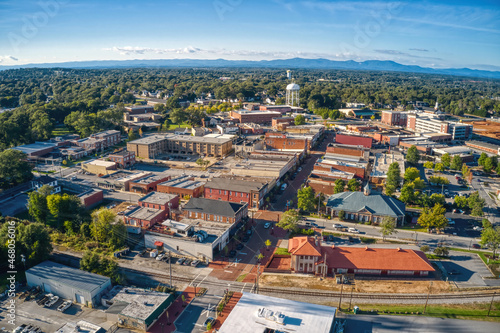 Aerial View of Downtown Greer, South Carolina