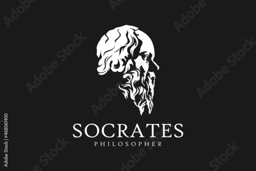 Ancient Greek Socrates Logo Philosopher Figure Face Head Statue Sculpture Logo design Silhouette
