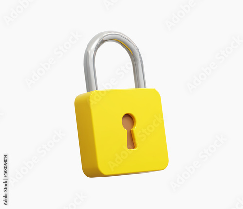 3D Realistic Yellow Locked padlock vector illustration