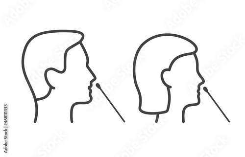 Covid nasal swab test line icon on white background. Vector illustration.