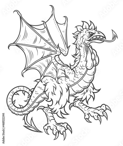 Heraldic basilisk line drawing