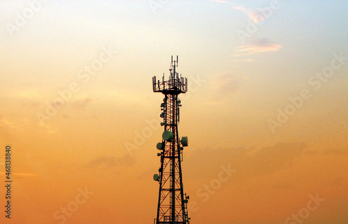 From top to antenna tower on a sky background.