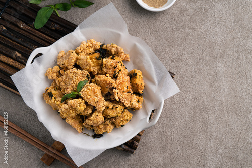 Delicious fried popcorn chicken in Taiwan.