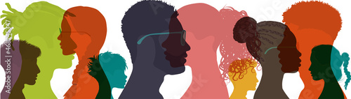 Group profile silhouette multiethnic college students. Concept of education training lesson and learning in the classroom or online. Prepare for a successful career or professional job