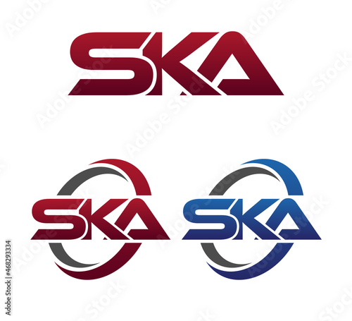 Modern 3 Letters Initial logo Vector Swoosh Red Blue SKA