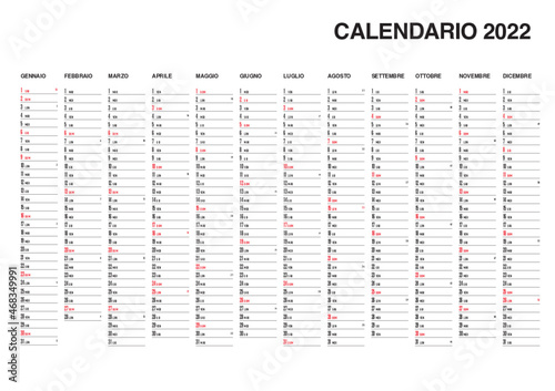 Calendario planner 2022 - festività e lingua in italiano