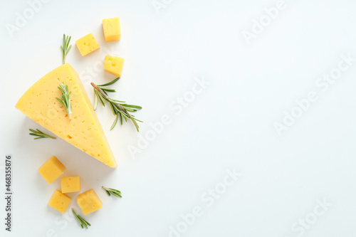 Concept of cooking eating with hard cheese on white background