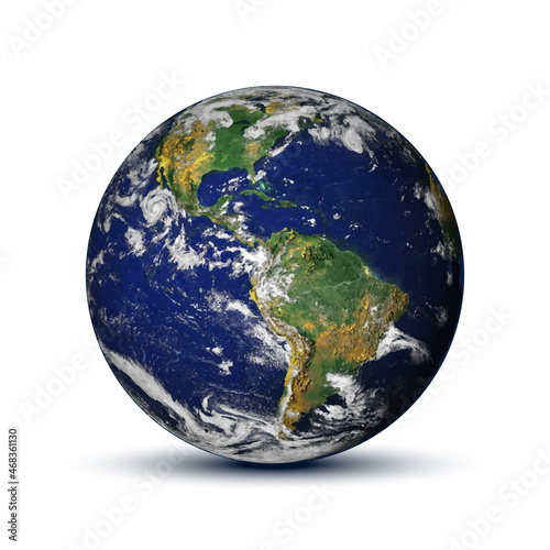 Earth globe realistic. Planet Earth. 3d earth on black background. Elements of this vector furnished by NASA. Vector illustration