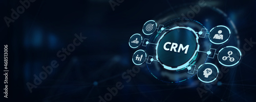 Business, Technology, Internet and network concept. CRM Customer Relationship Management. 3d illustration