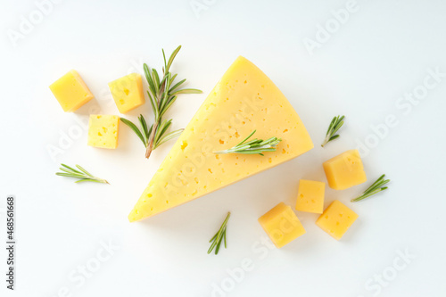 Concept of cooking eating with hard cheese on white background