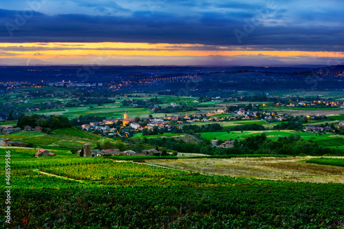 Denice and Lacenas village in Beaujolais land, France