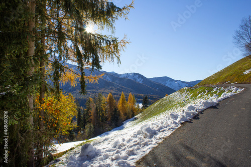 Beautiful landscape, autumn in the mountains, dolomiti, trentino alto Adige, Italy
