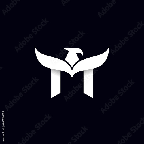 letter m eagle logo in flat style