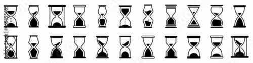 Hourglass icon set. Vintage hourglass. Sandglass timer or clock flat icon for apps and websites. Clock flat icon. Time management. Vector illustration.