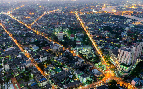 Twilight sky background, city and highway intersection night view. , cityscape background