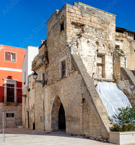 Glimpse of buildings and alleys in the historic center of Corato, a town near Bari. Puglia - Italy