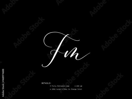 Signature FM Logo, monogram Fm f m letter logo icon vector for your brand or business