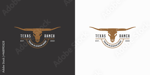 texas ranch, longhorn logo design vintage