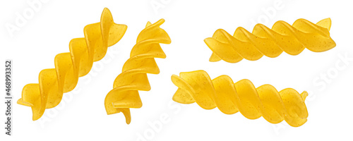 Fusilli pasta isolated on white background 