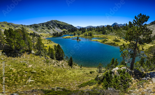 Panoramic view of Lac de Bastan at Saint Lary Soulan